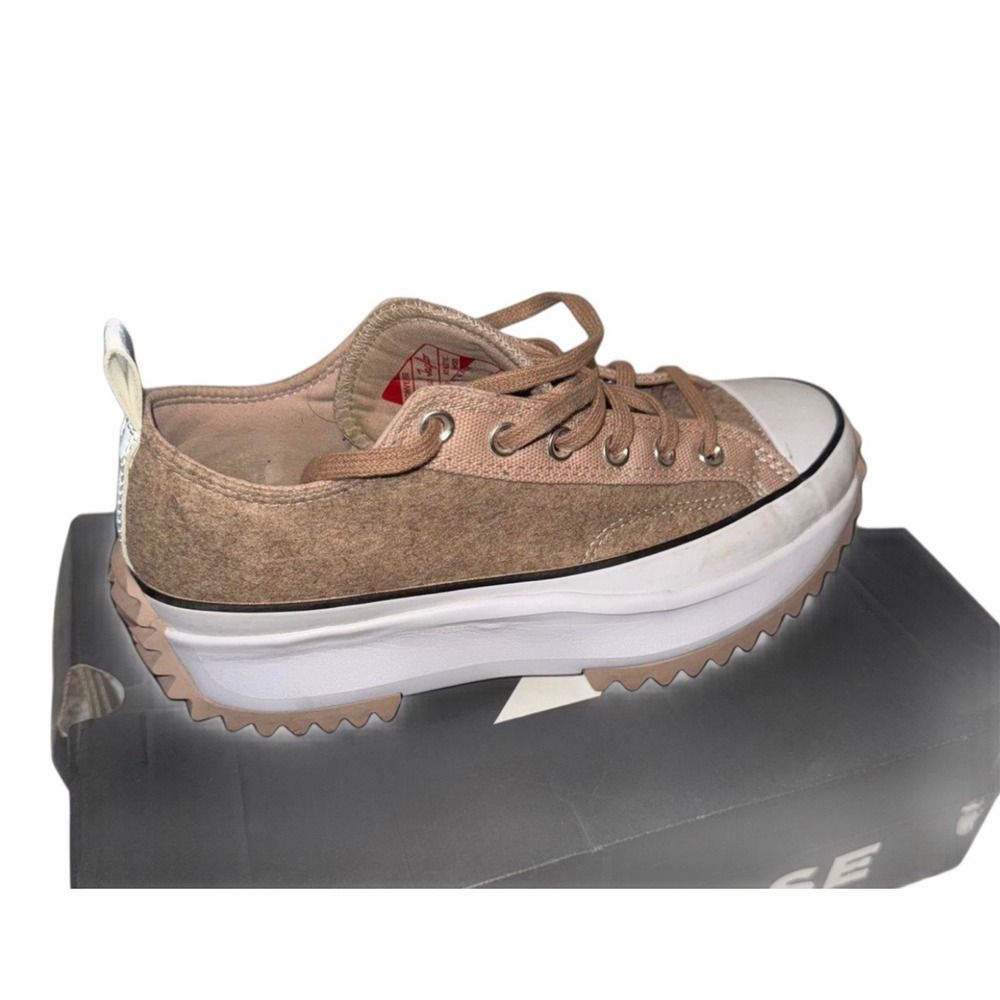 Converse Women Platform Sneakers Tan Suede Chunky Lug Sole Low Top Shoes 9 EUC